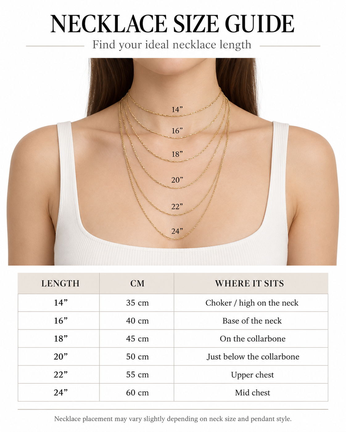 Necklace size guide