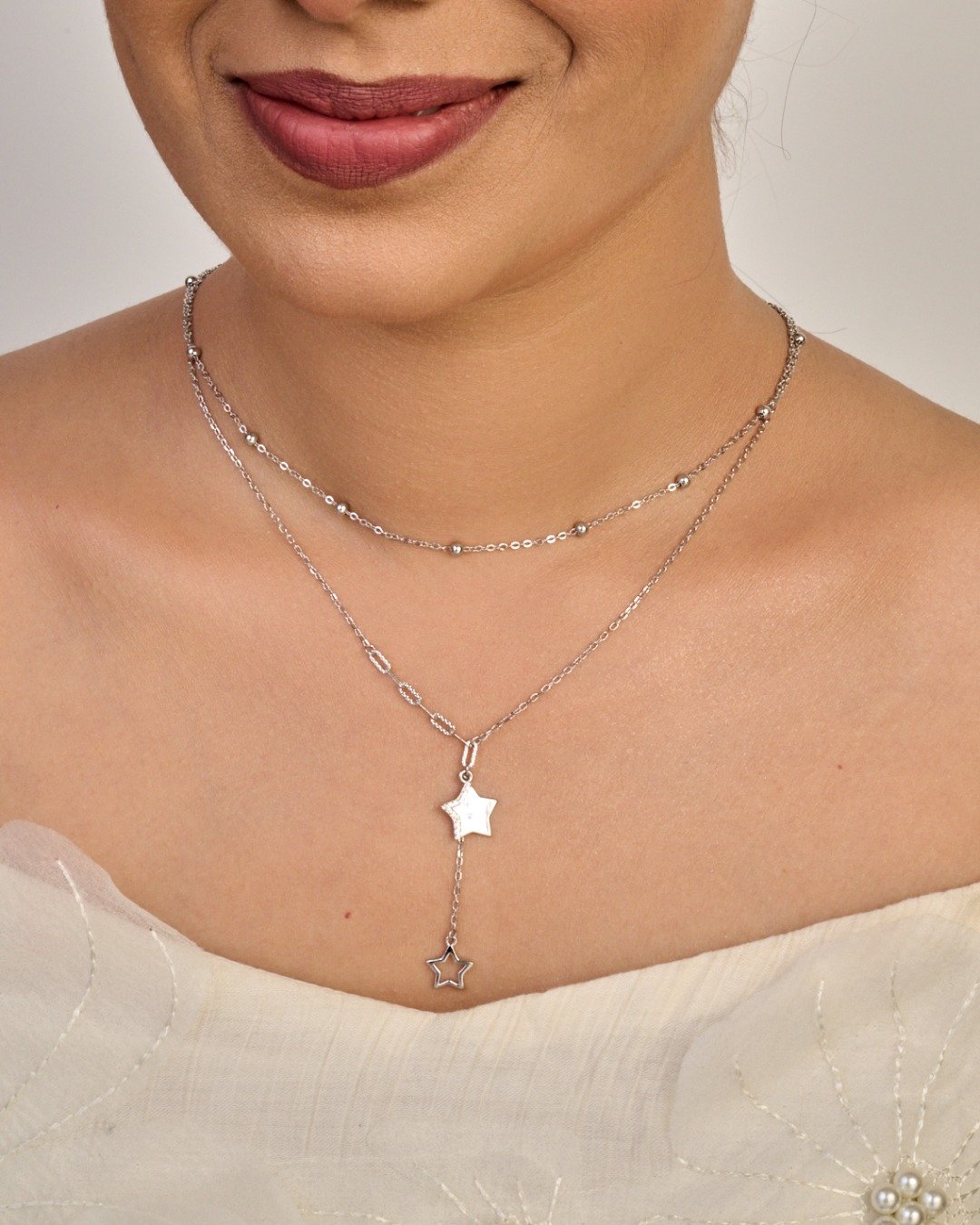 Celestial Star Double Layer Necklace – 925 Sterling Silver