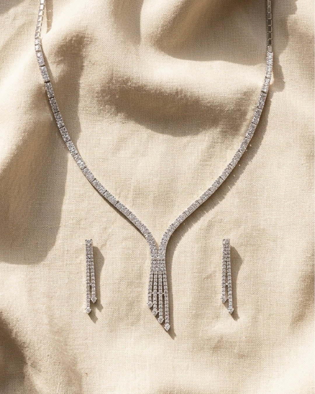 Elegant Diamond Finish Necklace Set (With Ring & Bracelet) – 925 Sterling Silver