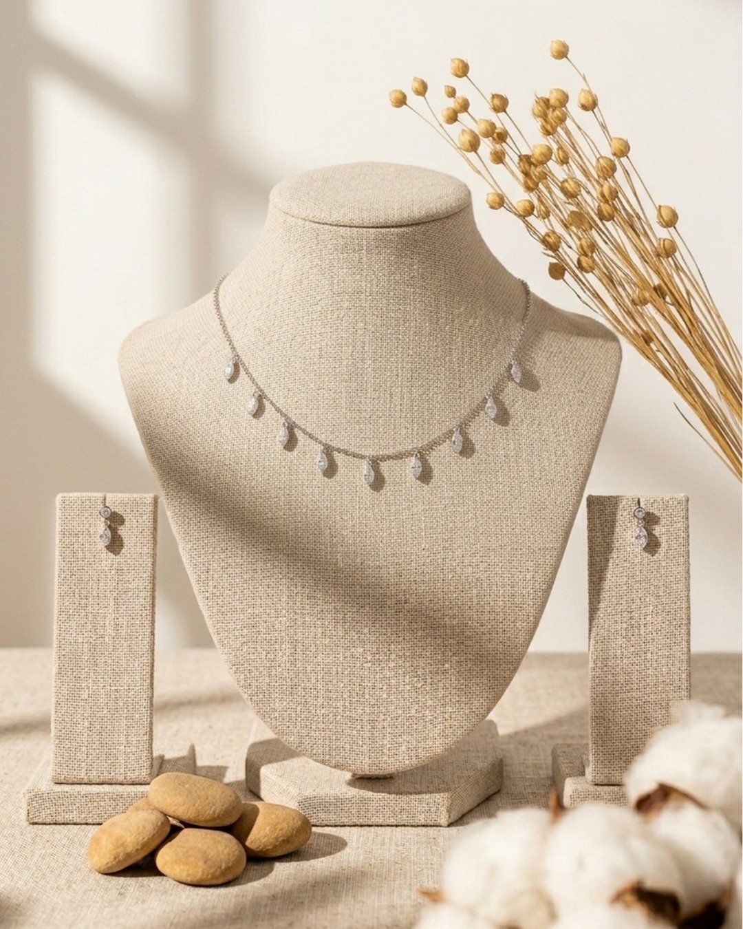 Elegant Leaf Drop Necklace Set – 925 Sterling Silver — view 3