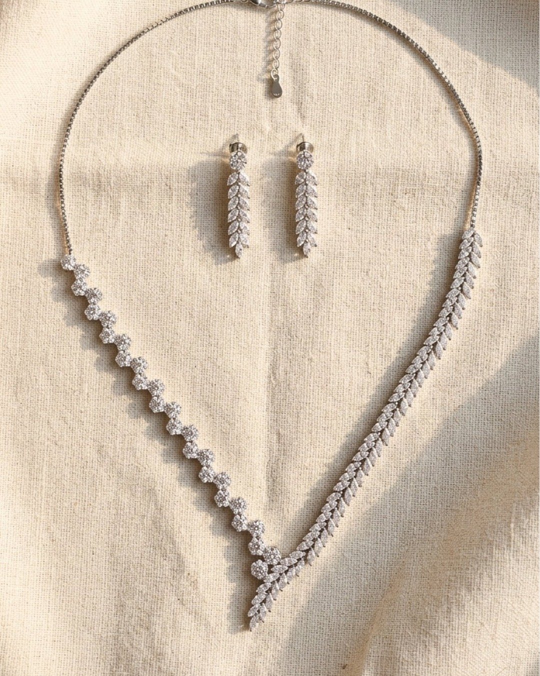 Royal Leaf & Floral Statement Necklace Set – 925 Sterling Silver