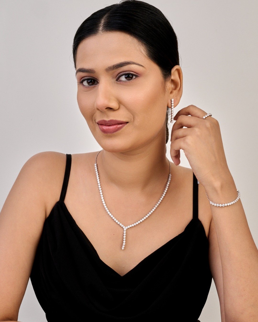 Royal Leaf & Floral Statement Necklace Set – 925 Sterling Silver — view 5