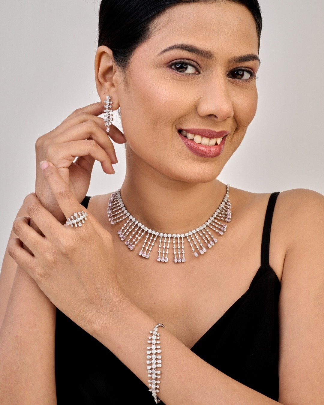 Royal Grand Bridal Tassel Jewellery Set – 925 Sterling Silver — view 4