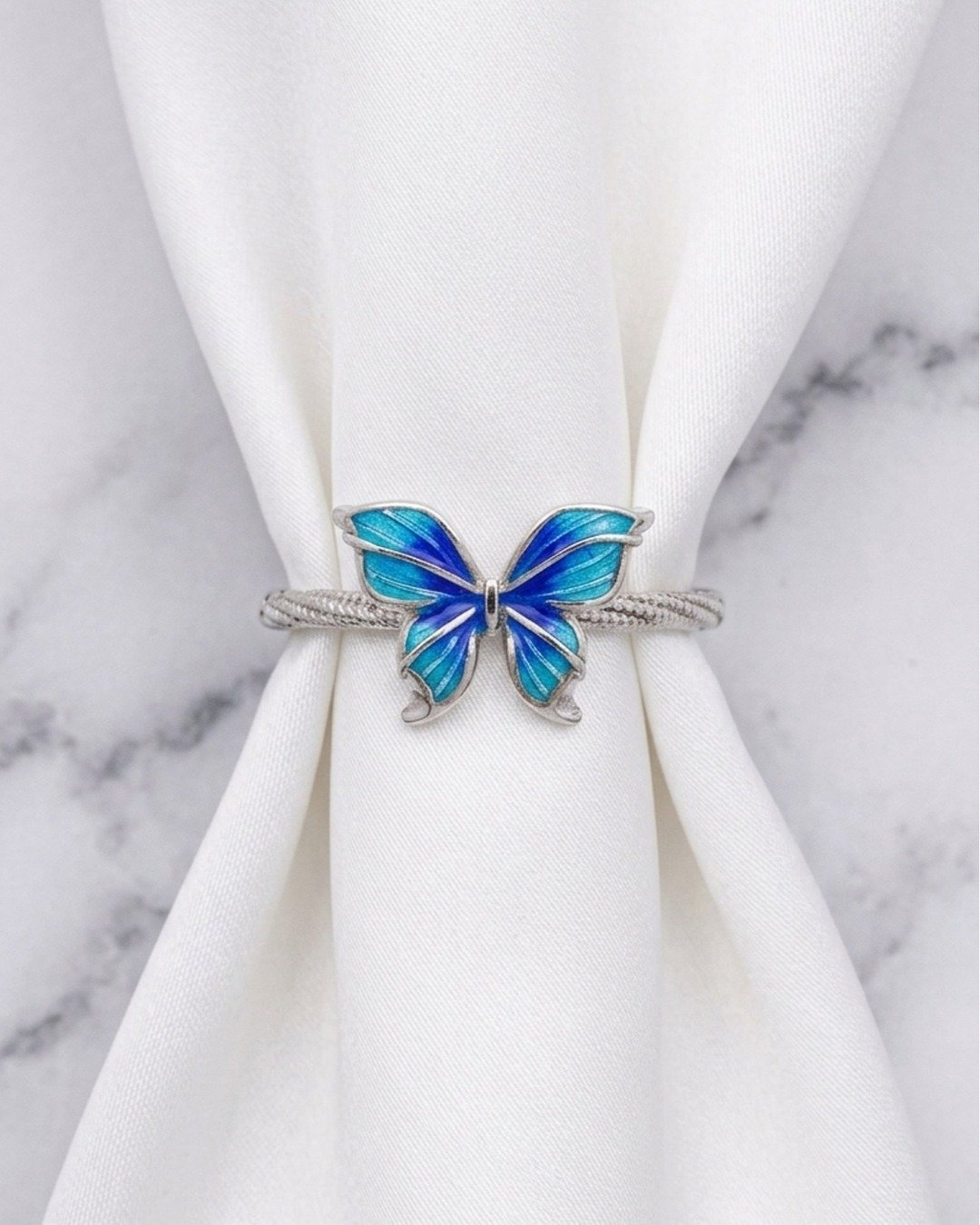 Blue Butterfly Enamel Ring – 925 Sterling Silver