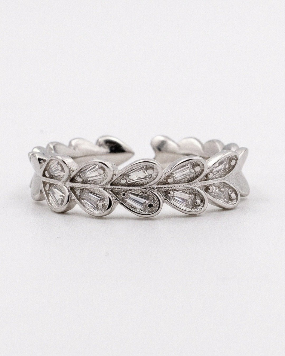 Laurel Leaf Spark Adjustable Ring – 925 Sterling Silver — view 5