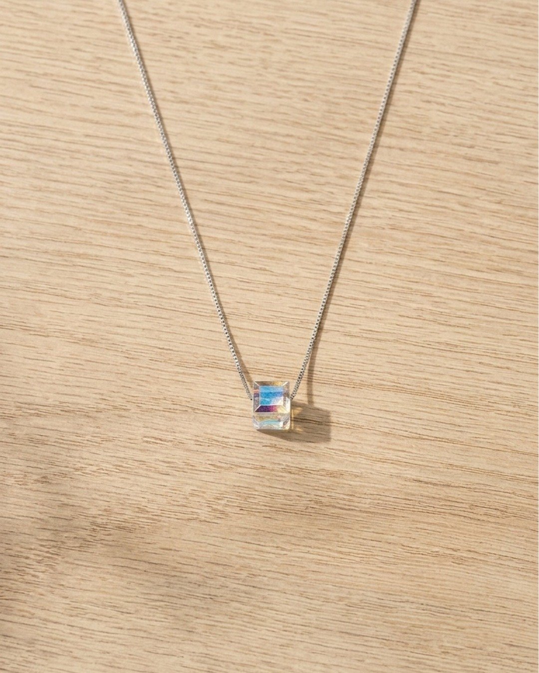 Prism Cube Minimal Pendant Necklace – 925 Sterling Silver — view 5