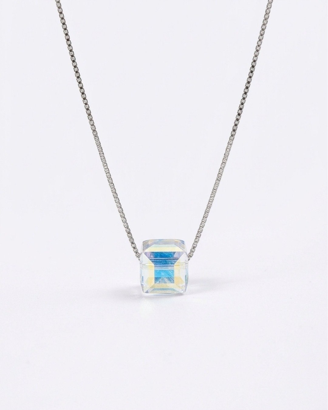 Prism Cube Minimal Pendant Necklace – 925 Sterling Silver
