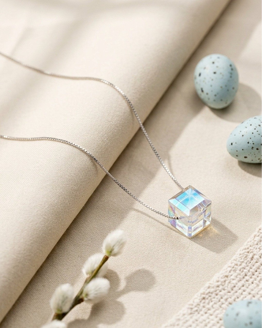 Prism Cube Minimal Pendant Necklace – 925 Sterling Silver — view 6