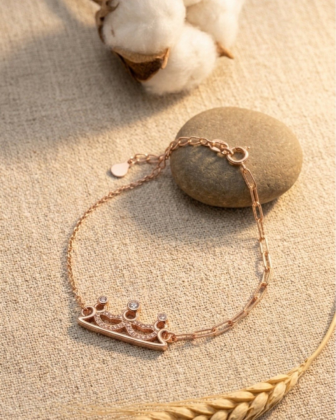 Royal Crown Charm Bracelet – Rose Gold Finish (925 Sterling Silver) — view 5