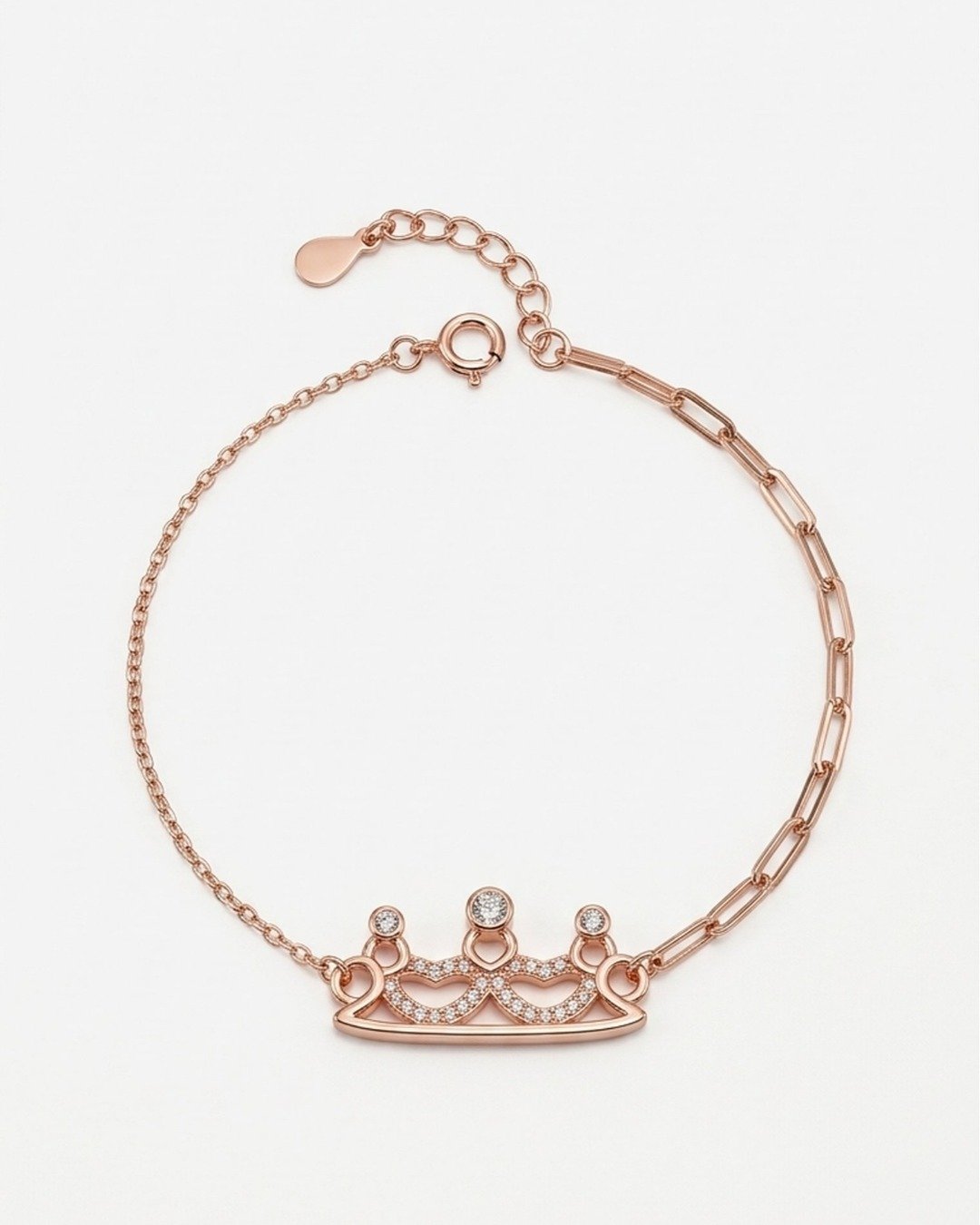 Royal Crown Charm Bracelet – Rose Gold Finish (925 Sterling Silver) — view 6