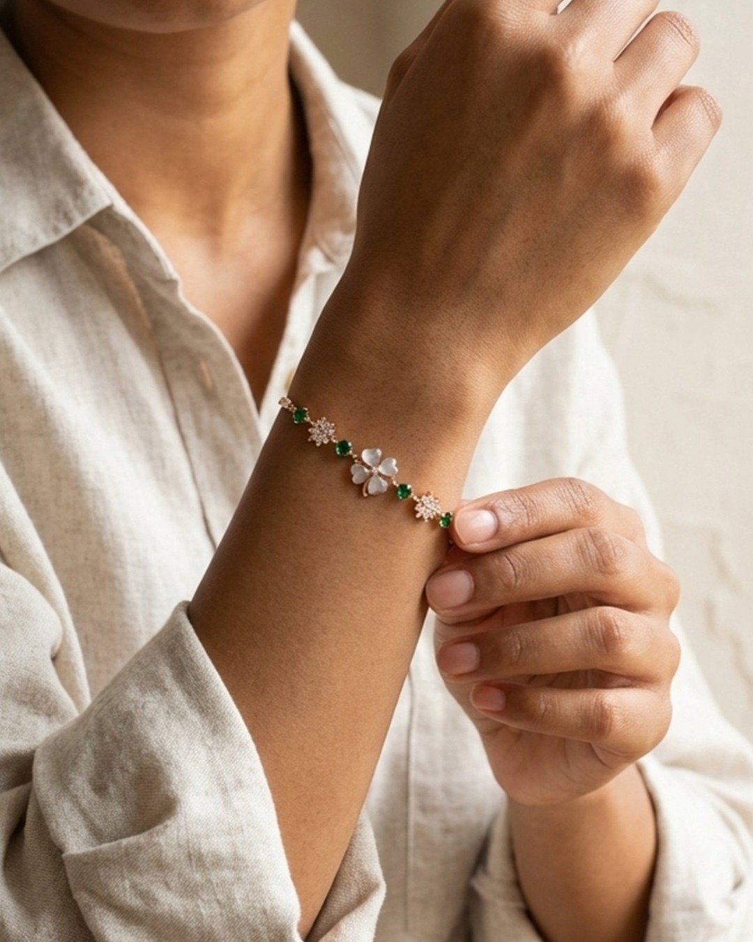 Clover Blossom Charm Bracelet – Rose Gold Finish (925 Sterling Silver) — view 3