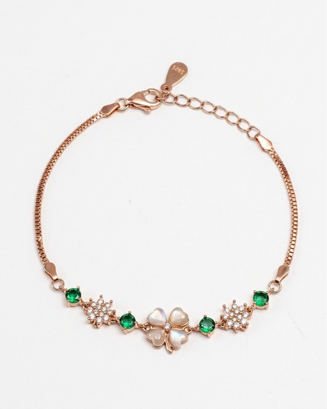 Clover Blossom Charm Bracelet – Rose Gold Finish (925 Sterling Silver) — view 4