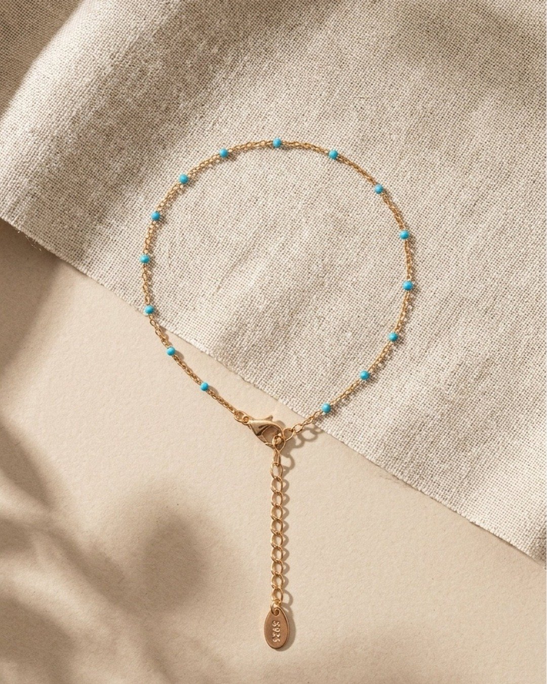 Turquoise Beaded Chain Bracelet – Rose Gold Finish (925 Sterling Silver) — view 5