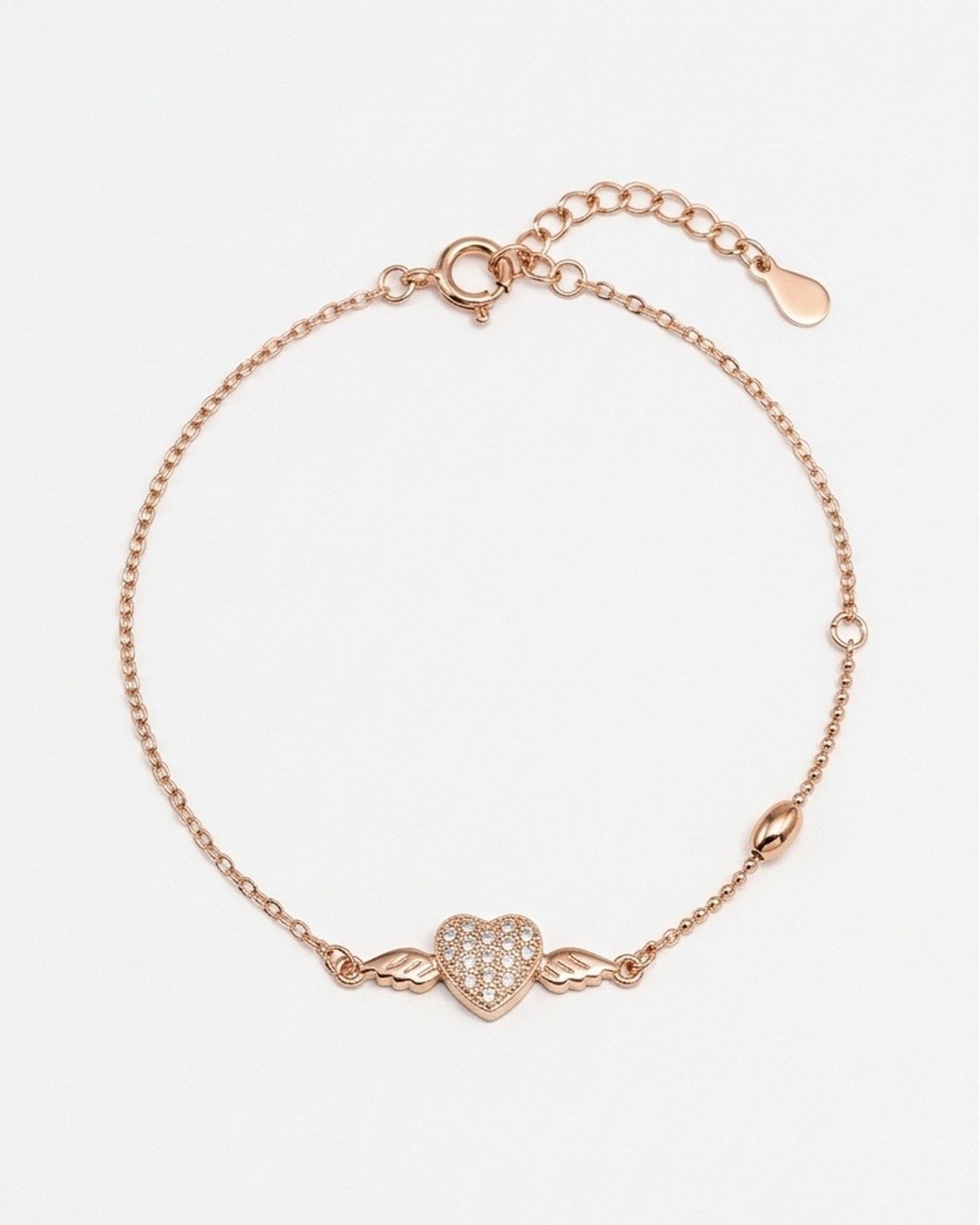 Angel Wing Heart Bracelet – Rose Gold Finish (925 Sterling Silver) — view 3