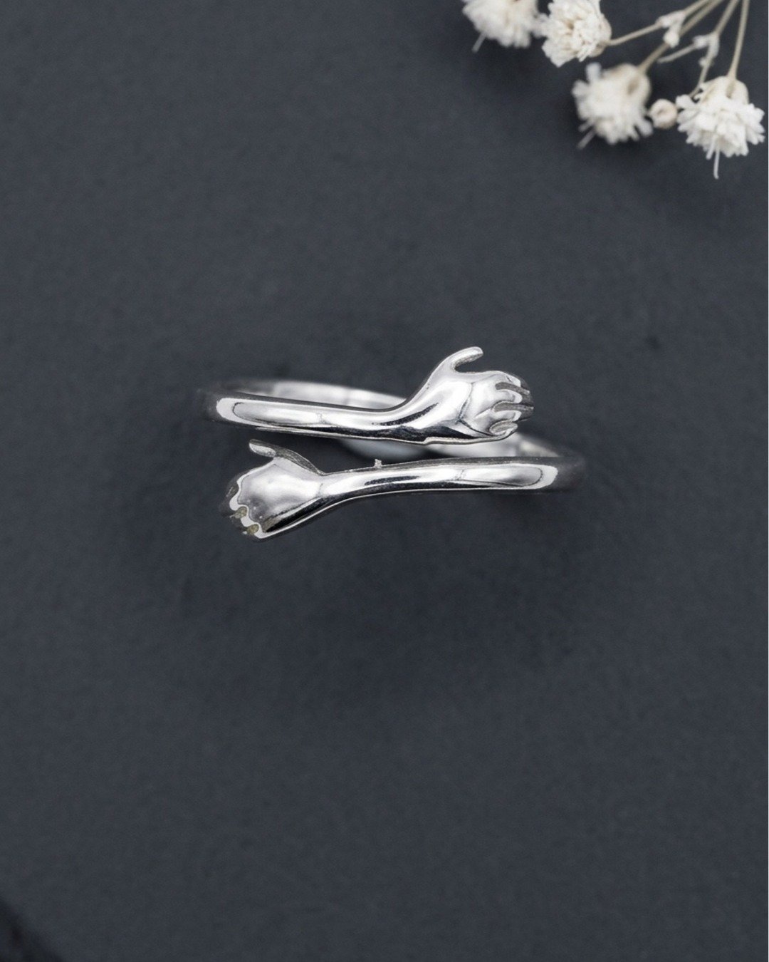 Embrace Hand Wrap Adjustable Ring – 925 Sterling Silver — view 5