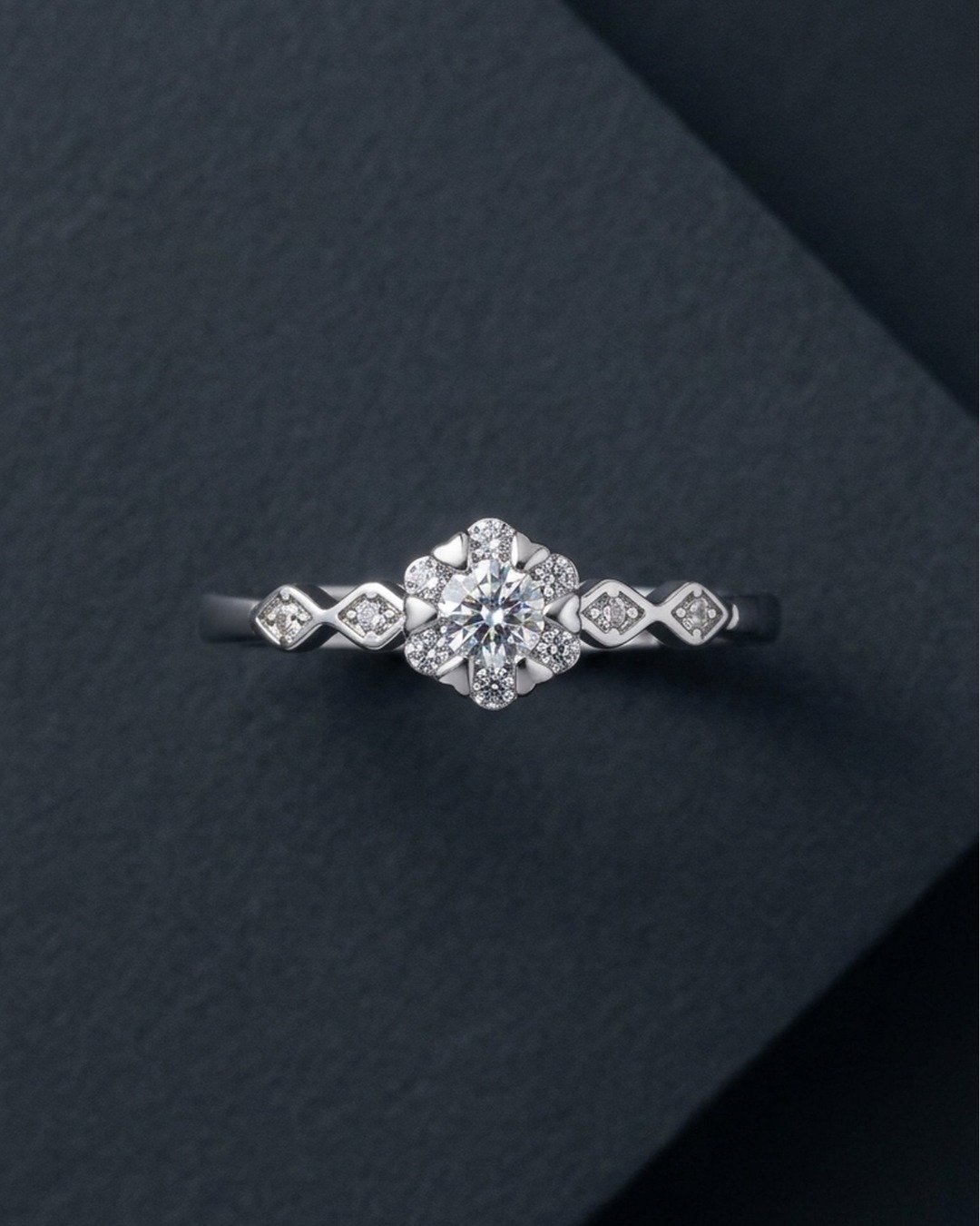 Floral Halo Spark Adjustable Ring – 925 Sterling Silver — view 4