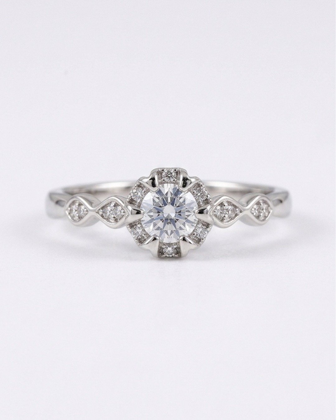 Floral Halo Spark Adjustable Ring – 925 Sterling Silver — view 5