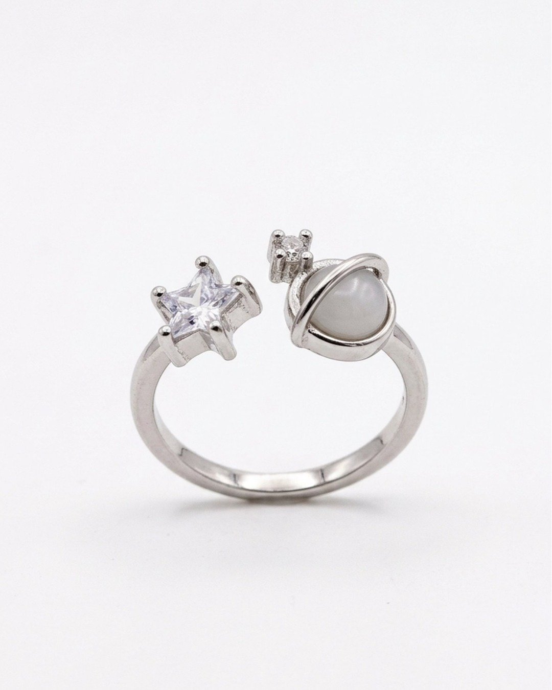 Celestial Star & Moon Adjustable Ring – 925 Sterling Silver — view 5