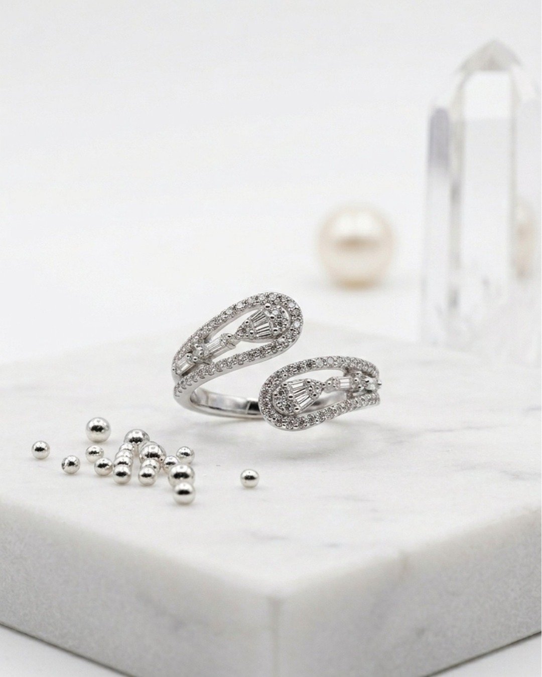 Teardrop Halo Spark Adjustable Ring – 925 Sterling Silver — view 4