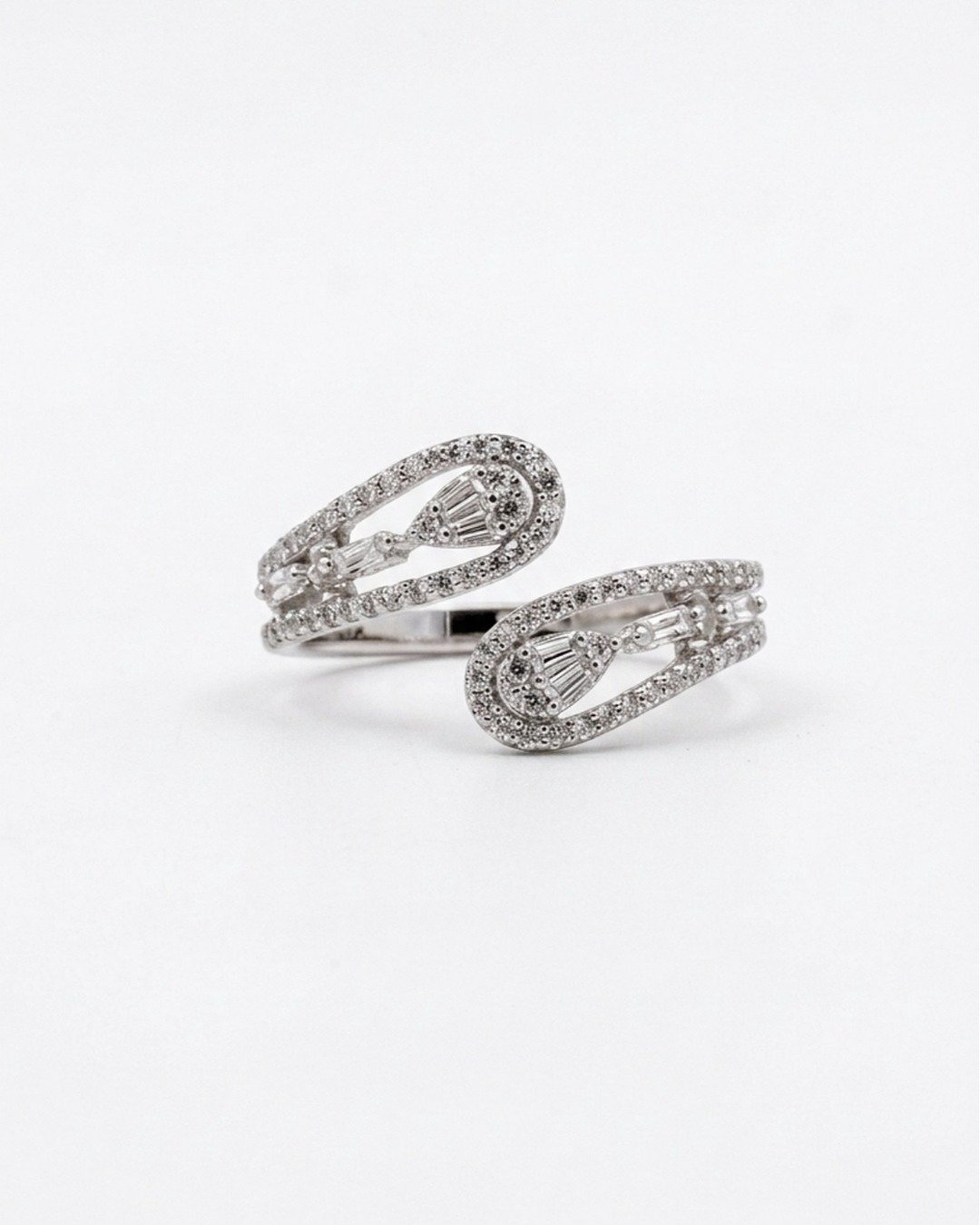 Teardrop Halo Spark Adjustable Ring – 925 Sterling Silver
