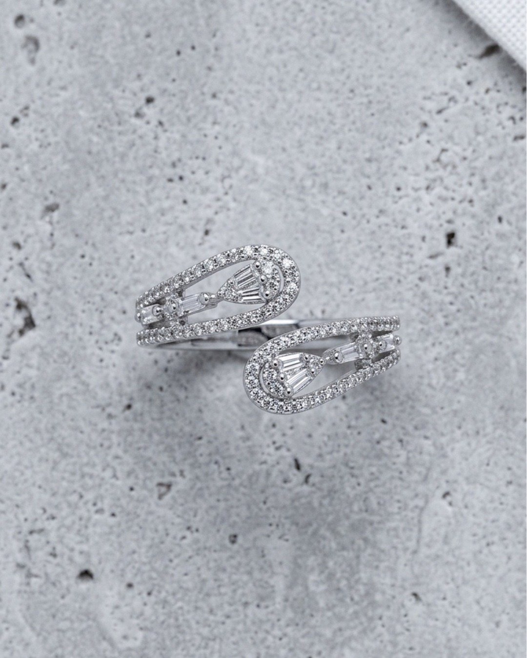 Teardrop Halo Spark Adjustable Ring – 925 Sterling Silver — view 5