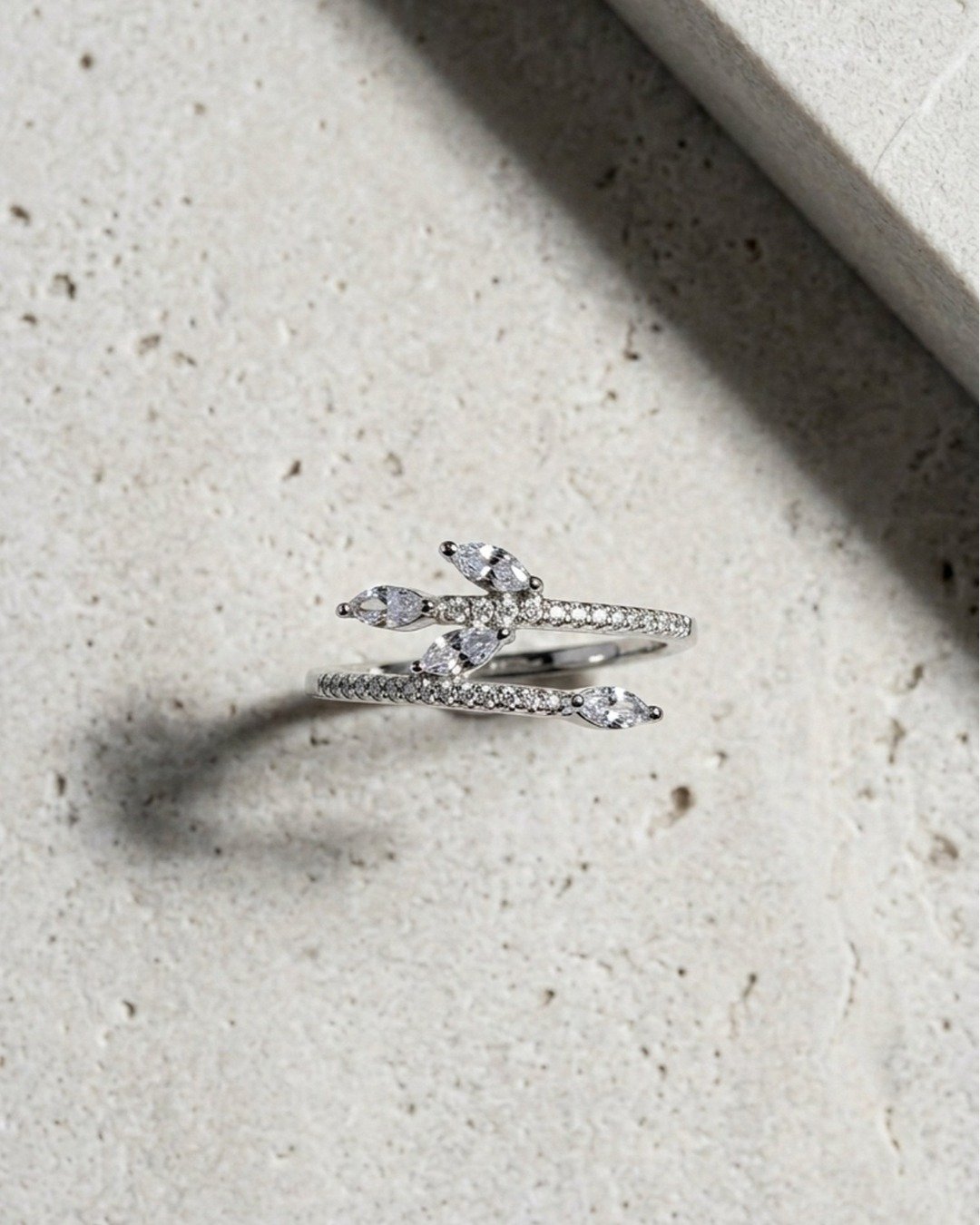 Delicate Leaf Wrap Adjustable Ring – 925 Sterling Silver