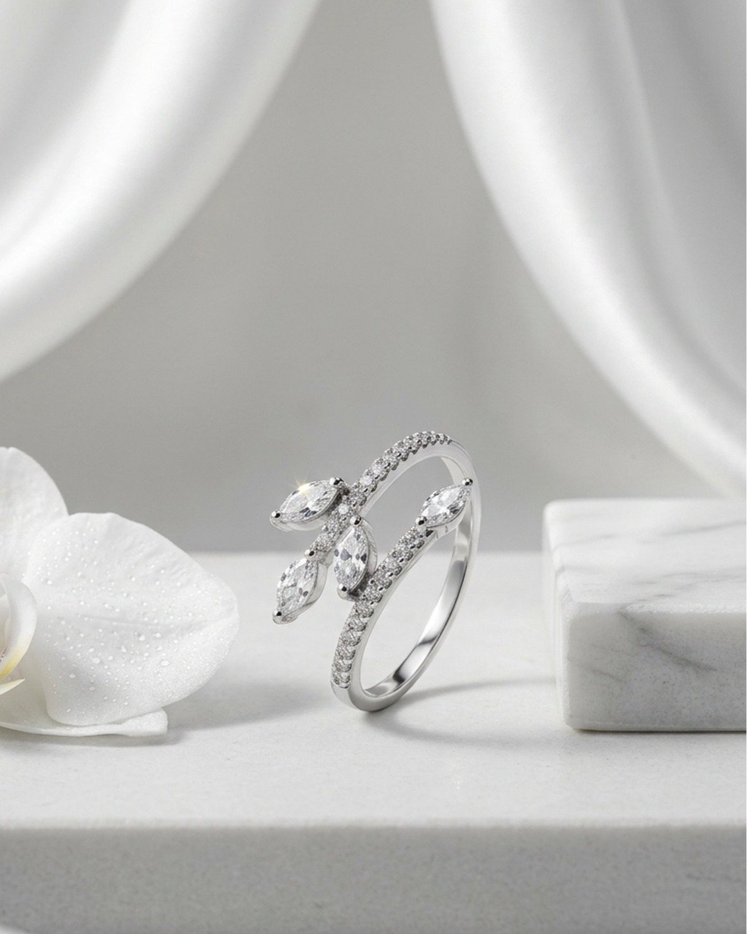 Delicate Leaf Wrap Adjustable Ring – 925 Sterling Silver — view 4