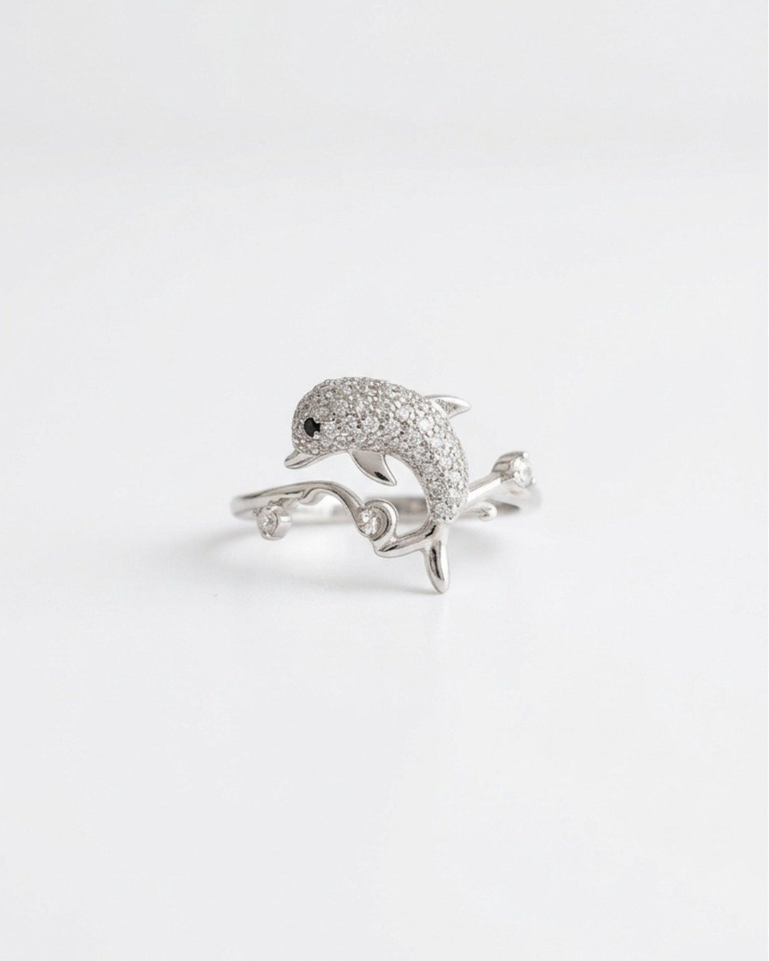 Dolphin Sparkle Adjustable Ring – 925 Sterling Silver — view 6