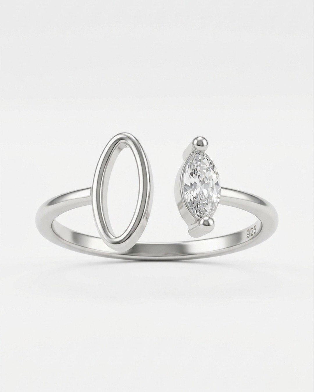 Dual Marquise Minimal Adjustable Ring – 925 Sterling Silver — view 4