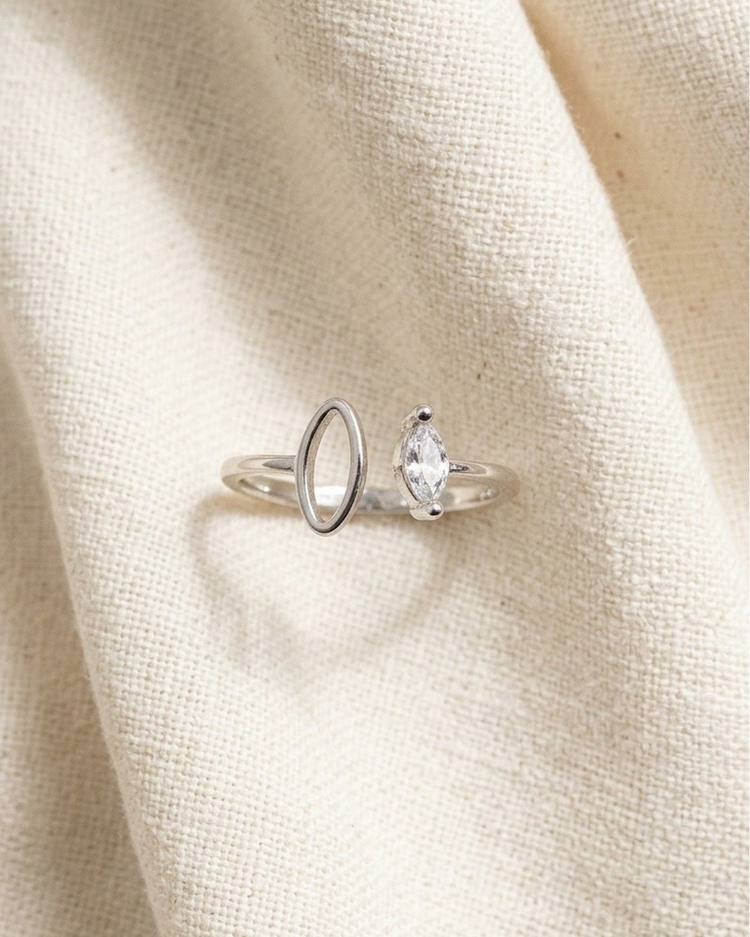 Dual Marquise Minimal Adjustable Ring – 925 Sterling Silver