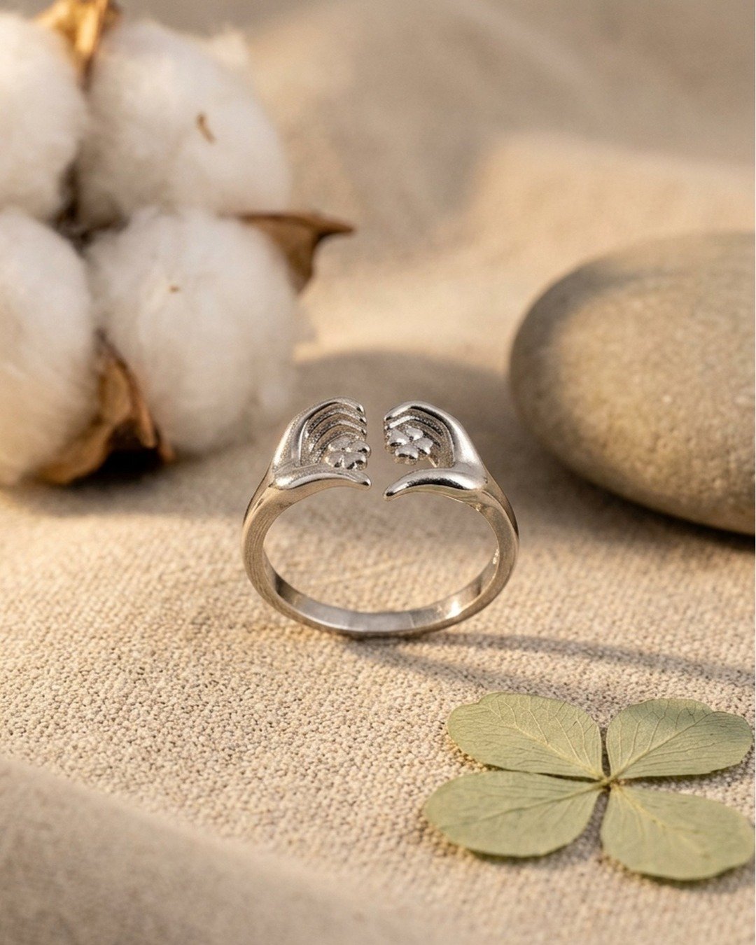 Ocean Wave Star Adjustable Ring – 925 Sterling Silver — view 4