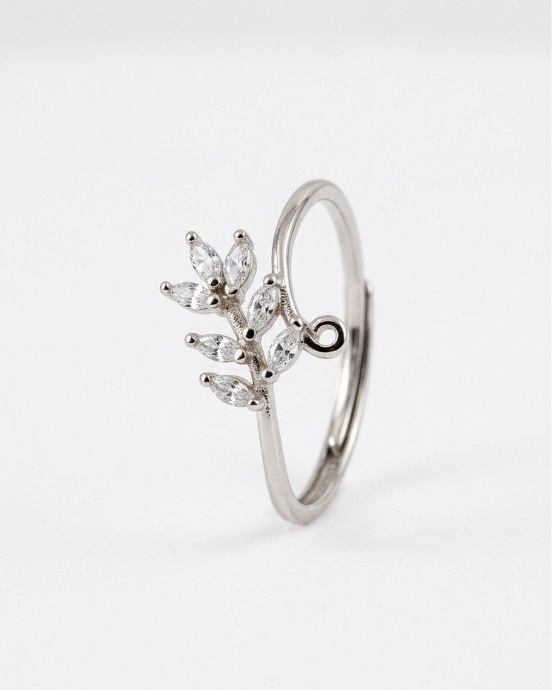Delicate Leaf Vine Adjustable Ring – 925 Sterling Silver — view 5
