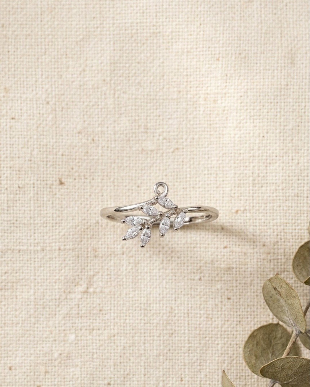 Delicate Leaf Vine Adjustable Ring – 925 Sterling Silver — view 4