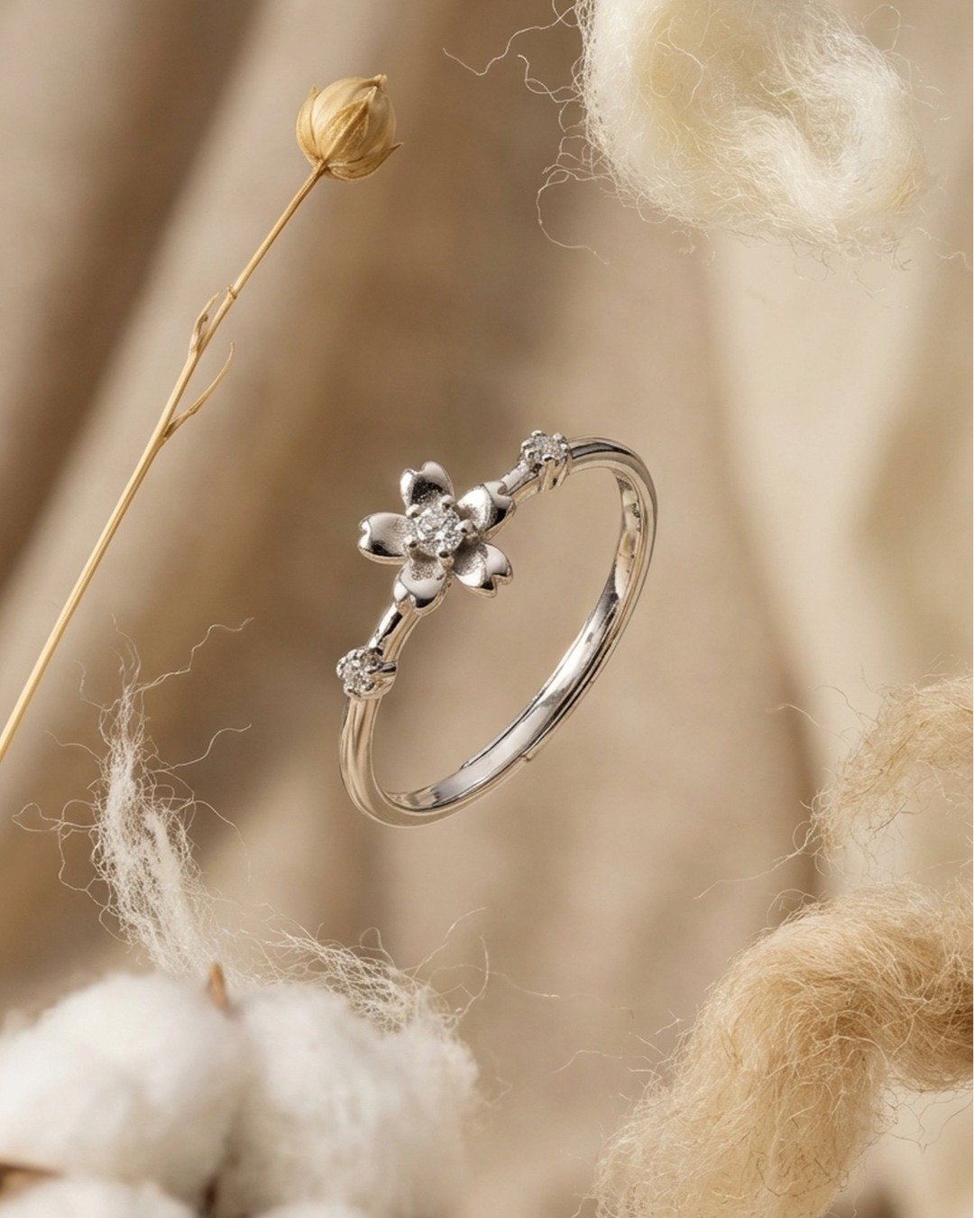 Petite Blossom Spark Adjustable Ring – 925 Sterling Silver — view 5