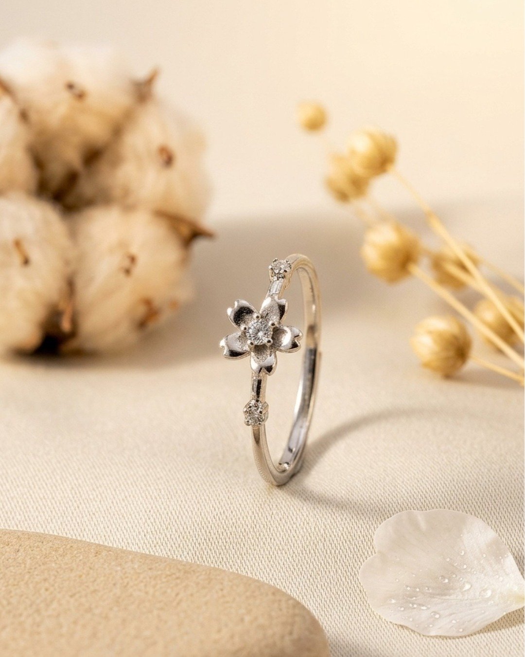 Petite Blossom Spark Adjustable Ring – 925 Sterling Silver