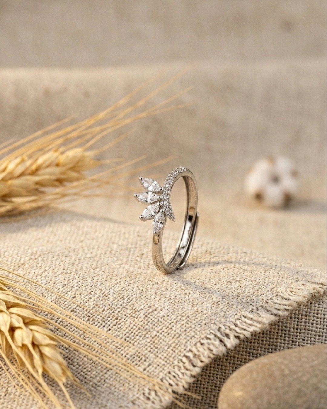 Marquise Crown Spark Adjustable Ring – 925 Sterling Silver