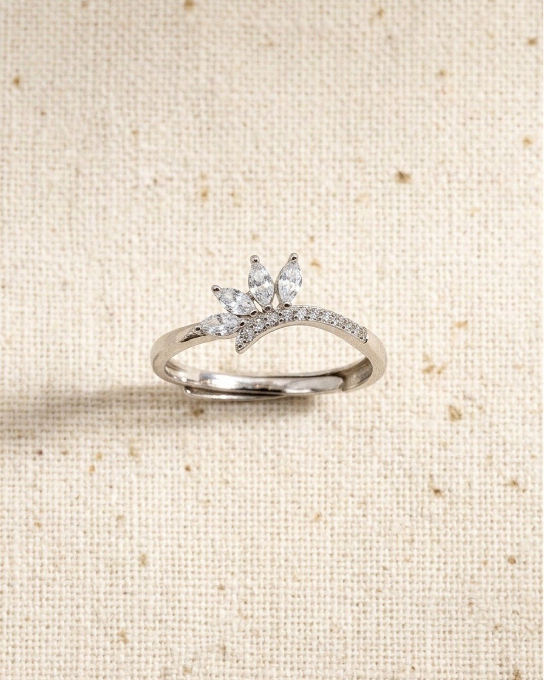 Marquise Crown Spark Adjustable Ring – 925 Sterling Silver — view 5