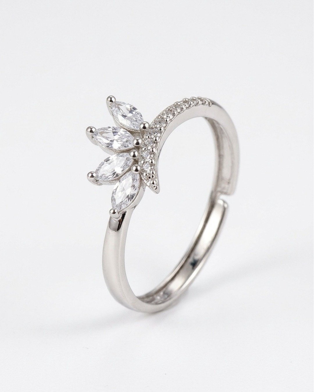 Marquise Crown Spark Adjustable Ring – 925 Sterling Silver — view 4