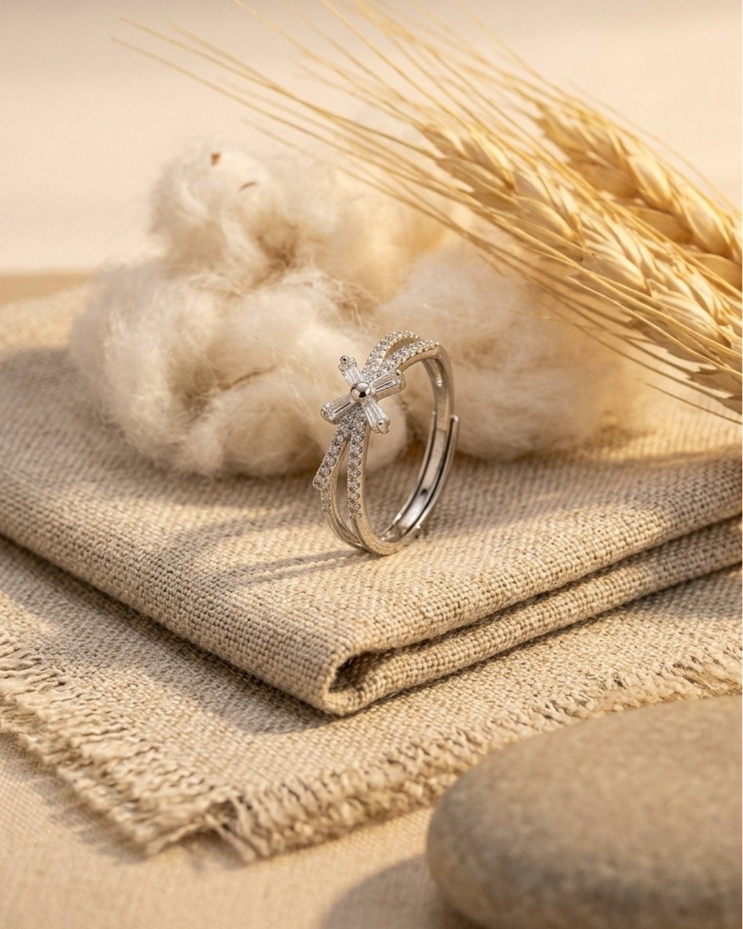 Sparkling Bow Elegance Adjustable Ring – 925 Sterling Silver — view 5