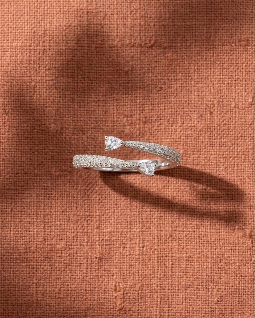 Twin Teardrop Spark Adjustable Ring – 925 Sterling Silver