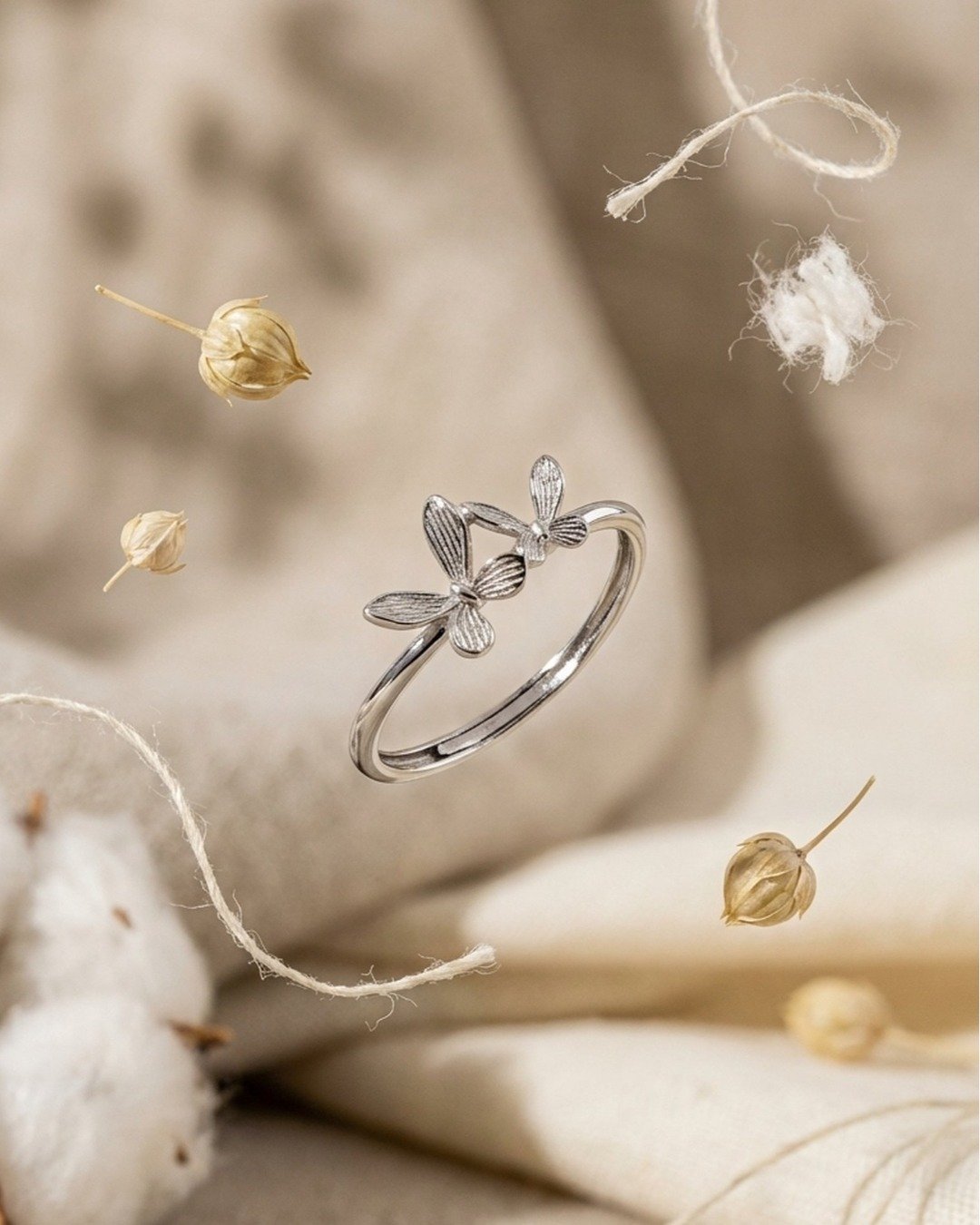 Minimal Butterfly Grace Adjustable Ring – 925 Sterling Silver — view 6