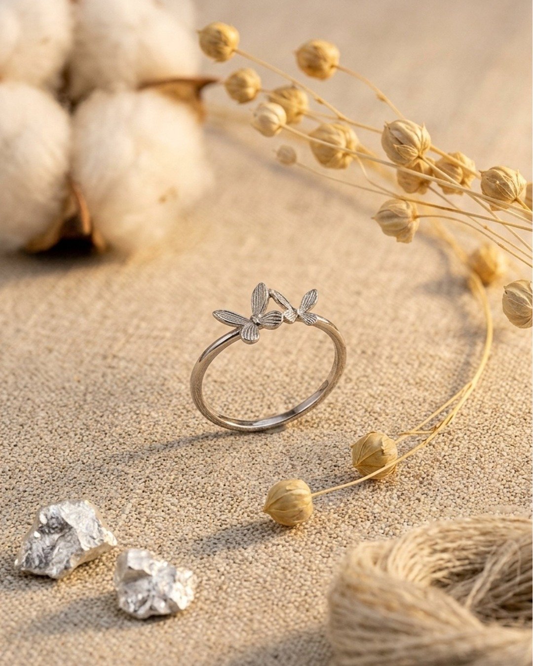 Minimal Butterfly Grace Adjustable Ring – 925 Sterling Silver