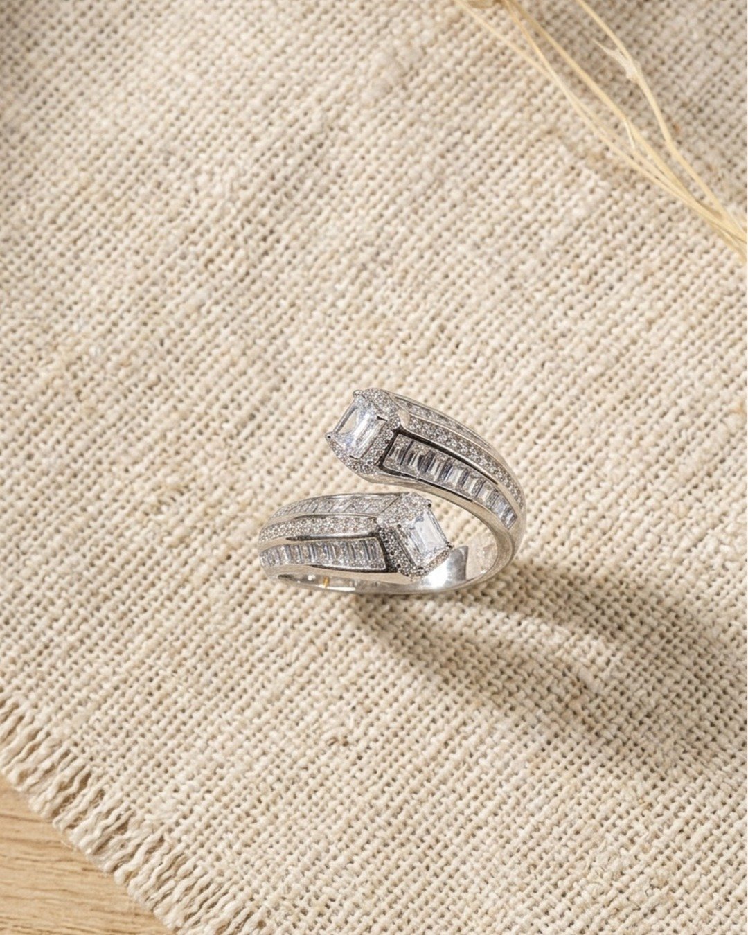 Regal Baguette Crown Adjustable Ring – 925 Sterling Silver