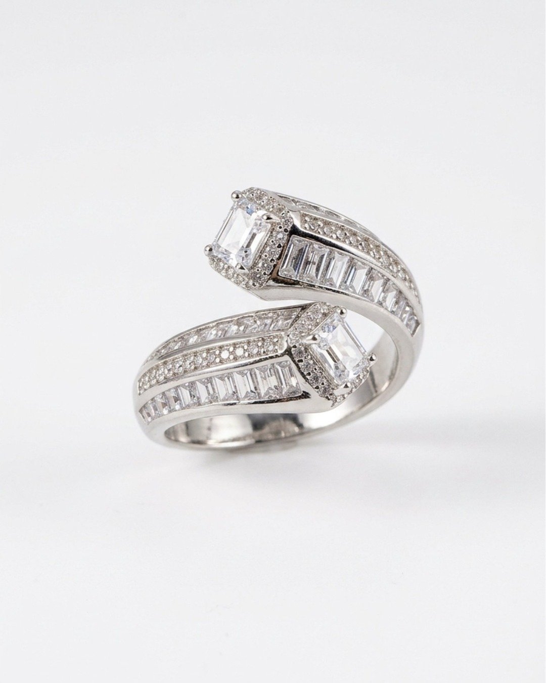 Regal Baguette Crown Adjustable Ring – 925 Sterling Silver — view 4