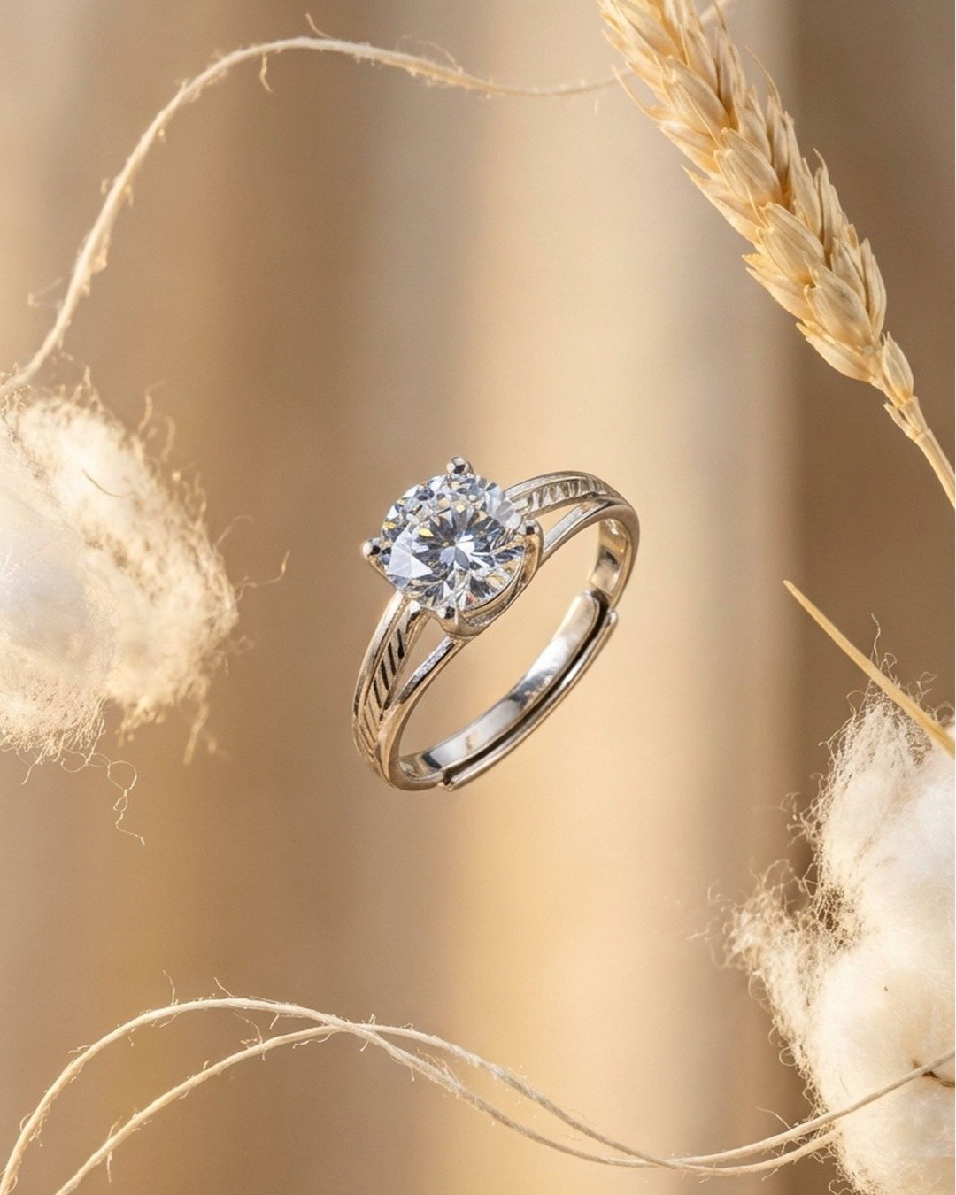 Classic Solitaire Elegance Adjustable Ring – 925 Sterling Silver — view 7