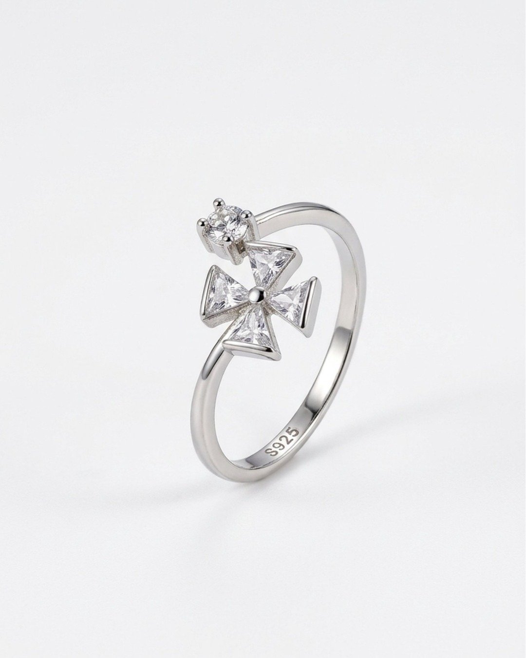 Geometric Bloom Adjustable Ring – 925 Sterling Silver — view 4