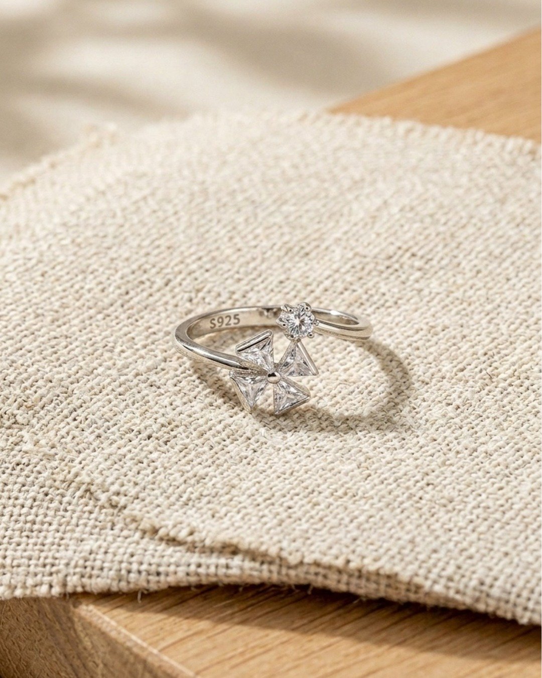 Geometric Bloom Adjustable Ring – 925 Sterling Silver — view 6