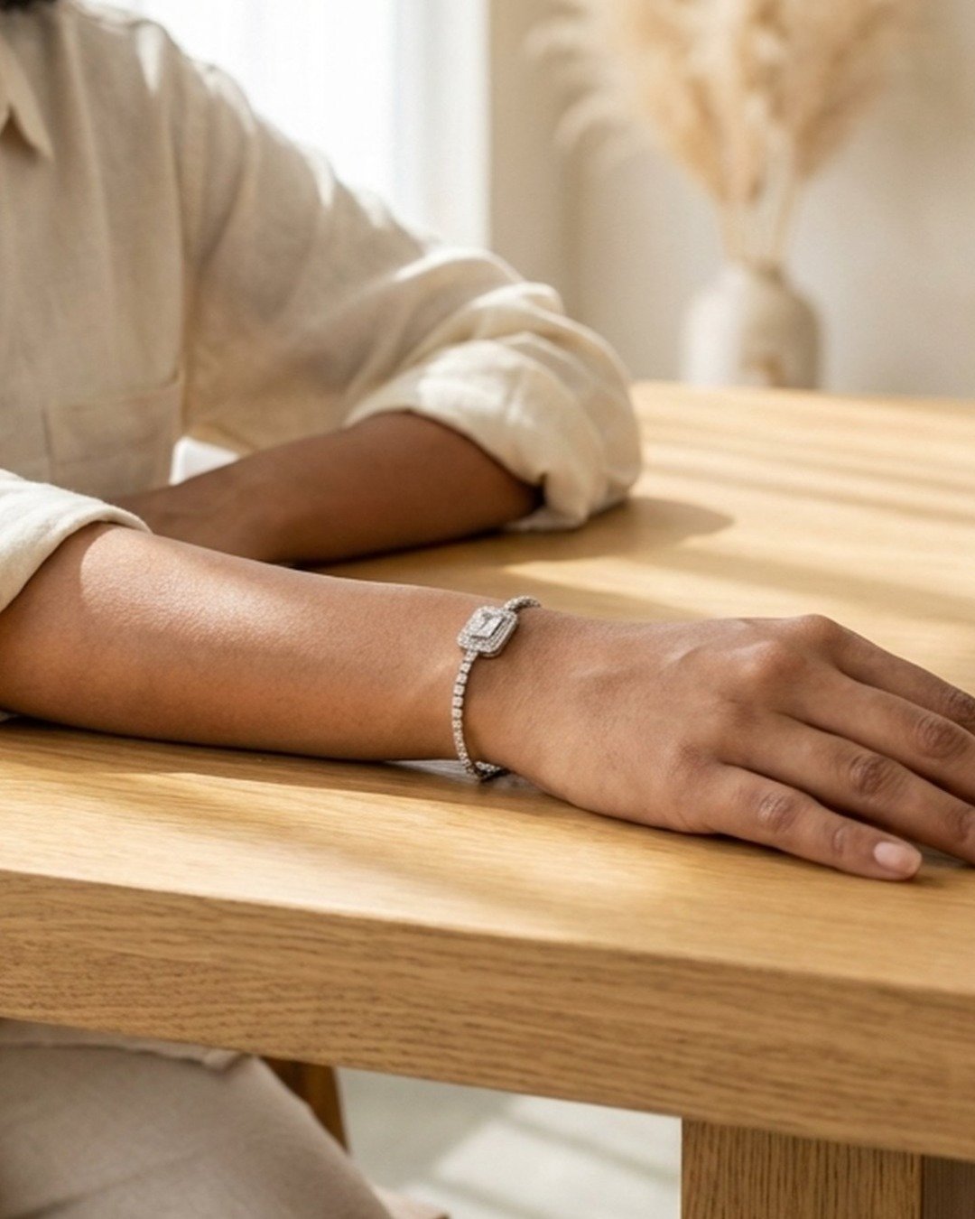 Emerald Cut Halo Tennis Bracelet – 925 Sterling Silver — view 4