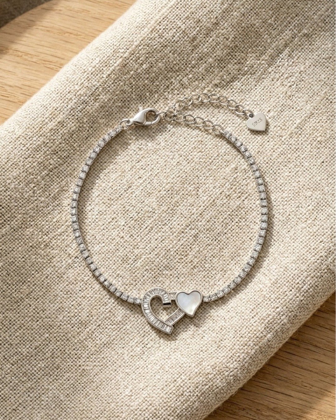 Double Heart Tennis Bracelet – 925 Sterling Silver