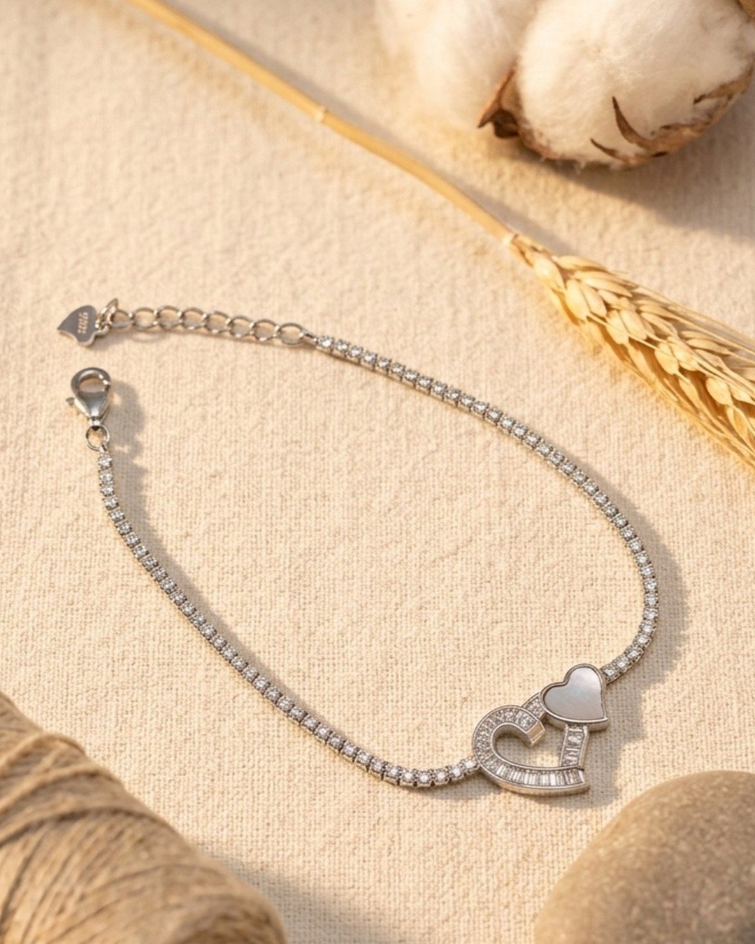 Double Heart Tennis Bracelet – 925 Sterling Silver — view 6